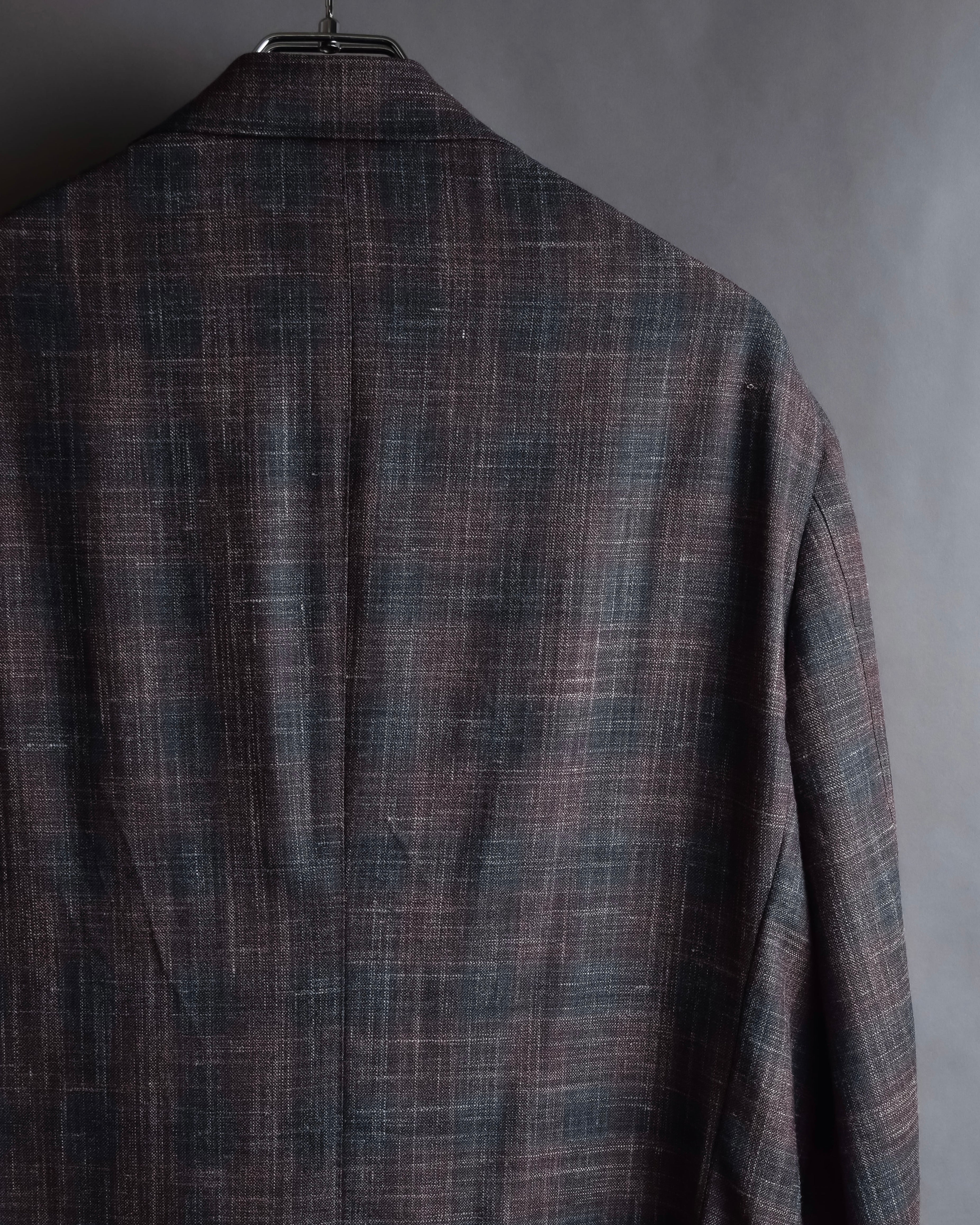 "Tex Teq" Gradient check pattern tailored jacket