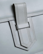 "YVES SAINT LAURENT" Large tab detail white leather shoulder bag