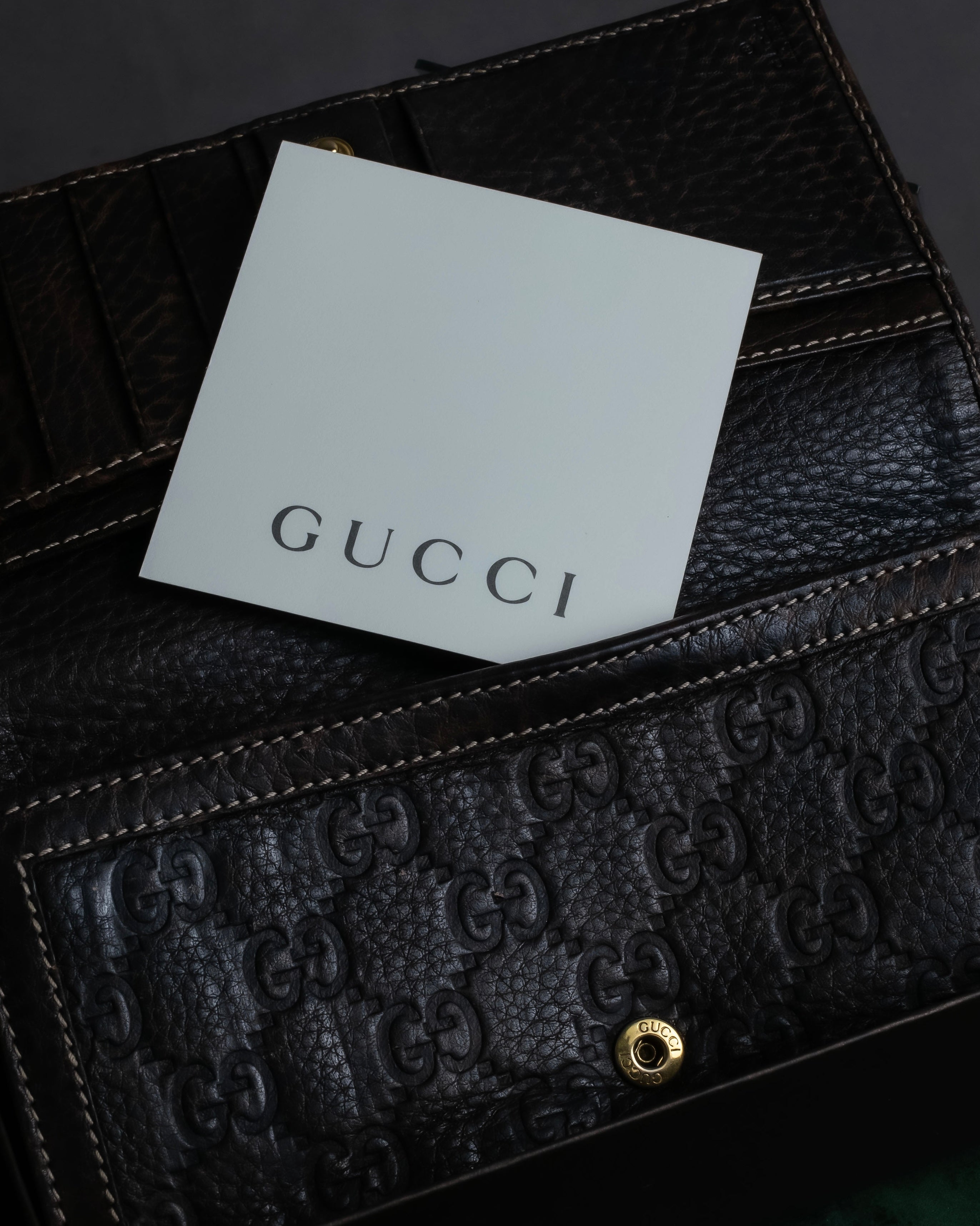 "GUCCI" GG mark embossed leather horsebit long wallet