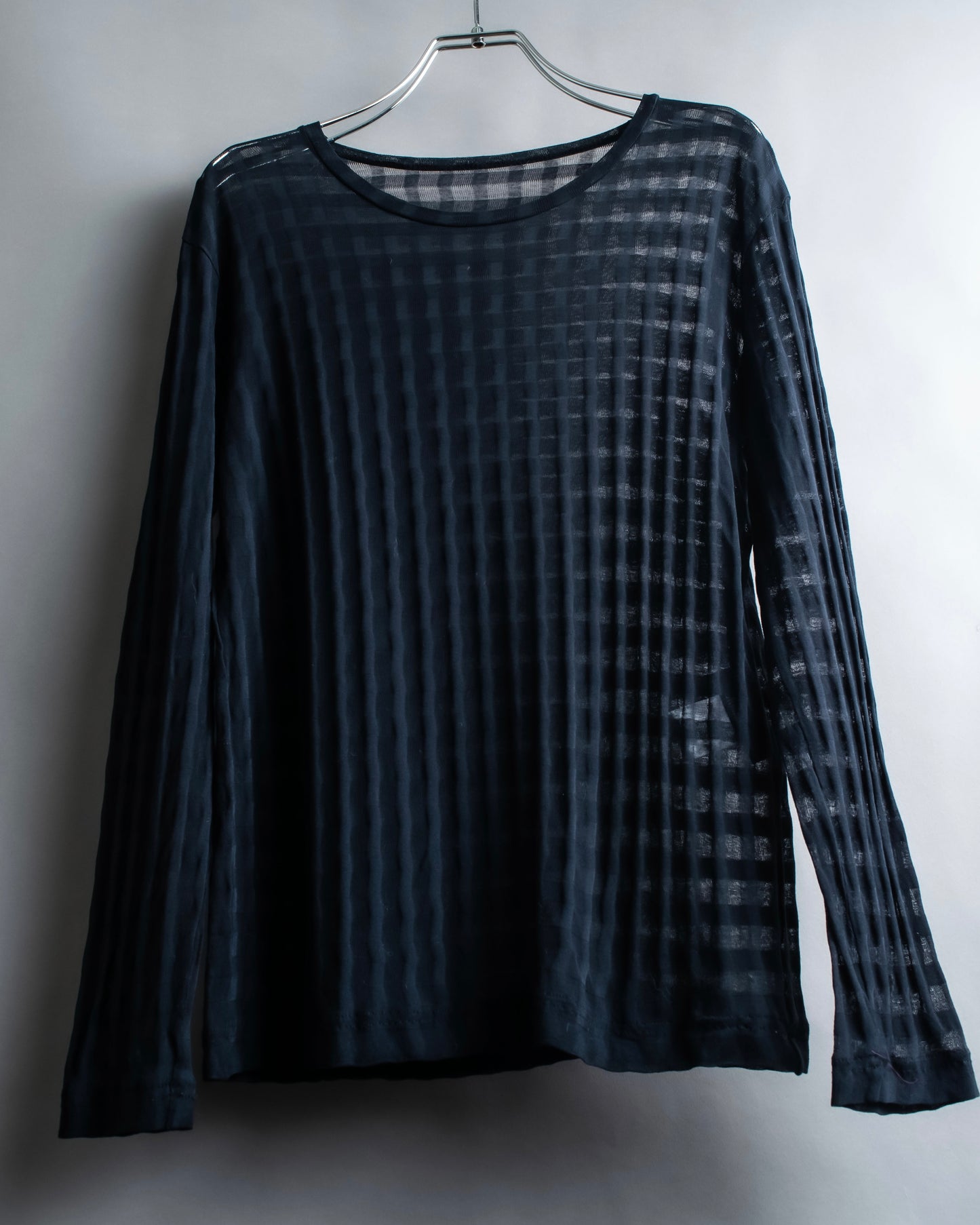 "ISSEY MIYAKE" Checkered see through pullover