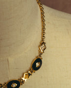 "BURBERRYS" 90's Emerald enamel costume jewelry necklace