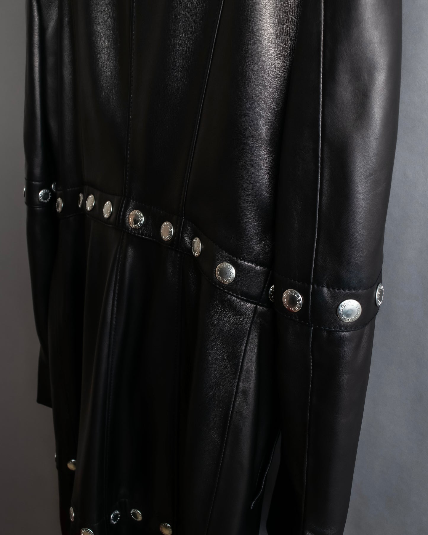 "Dolce & Gabbana" Silver stud design leather 2way coat