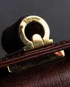 "Salvatore Ferragamo" Half-moon shaped Bordeaux color leather shoulder bag