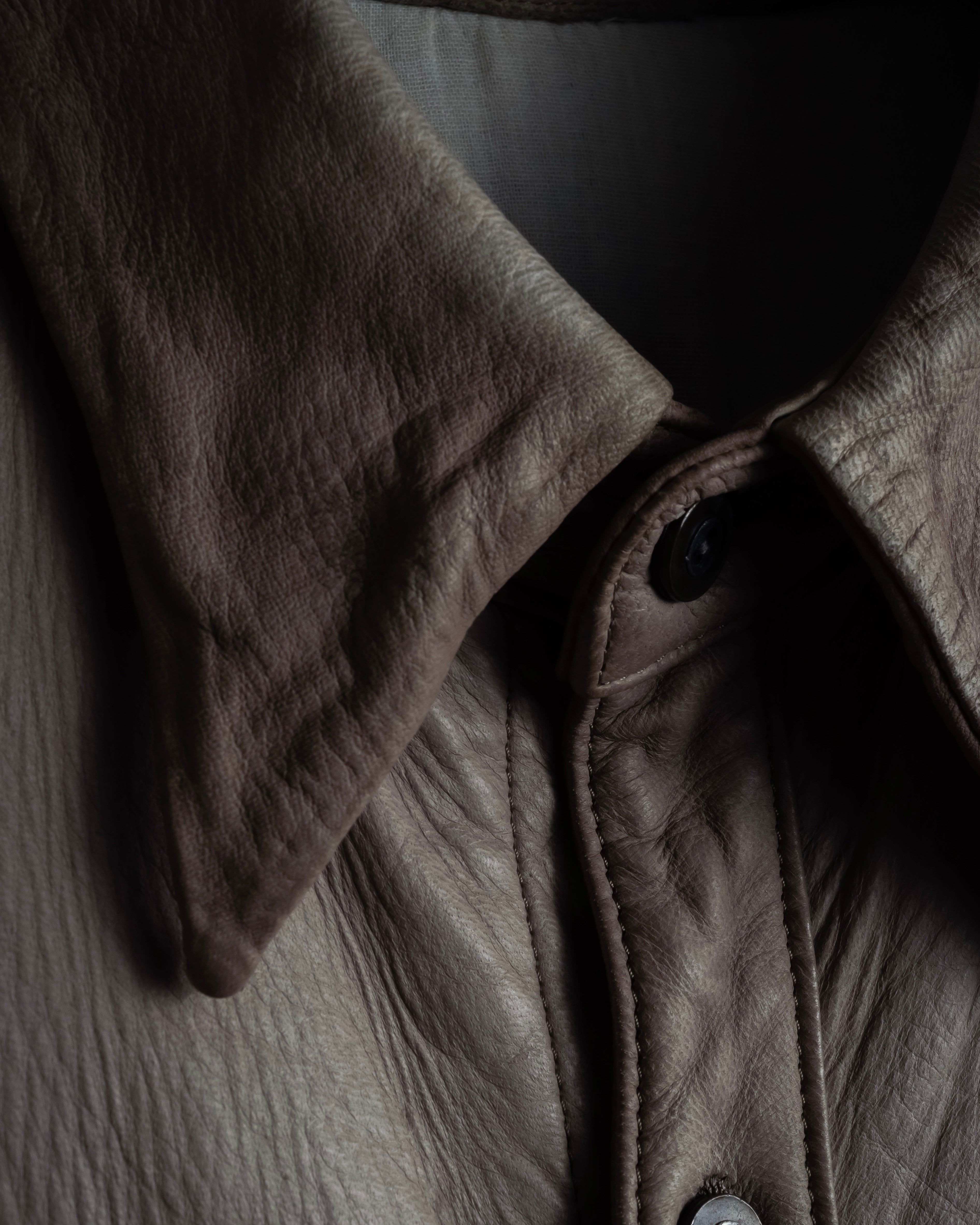 "ISAMU KATAYAMA" Dart-shaped deer leather shirt jacket