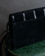 "YVES SAINT LAURENT" Gold medallion motif design suede leather shoulder bag