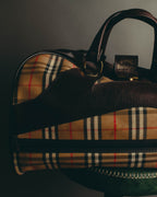 -SPECIAL- "Burberrys" 80's-90's Classic check textured leather boston bag