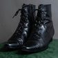 "YVES SAINT LAURENT" Side zip design lace up heel boots