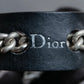 "Dior" Silver chain inlaid leather bracelet