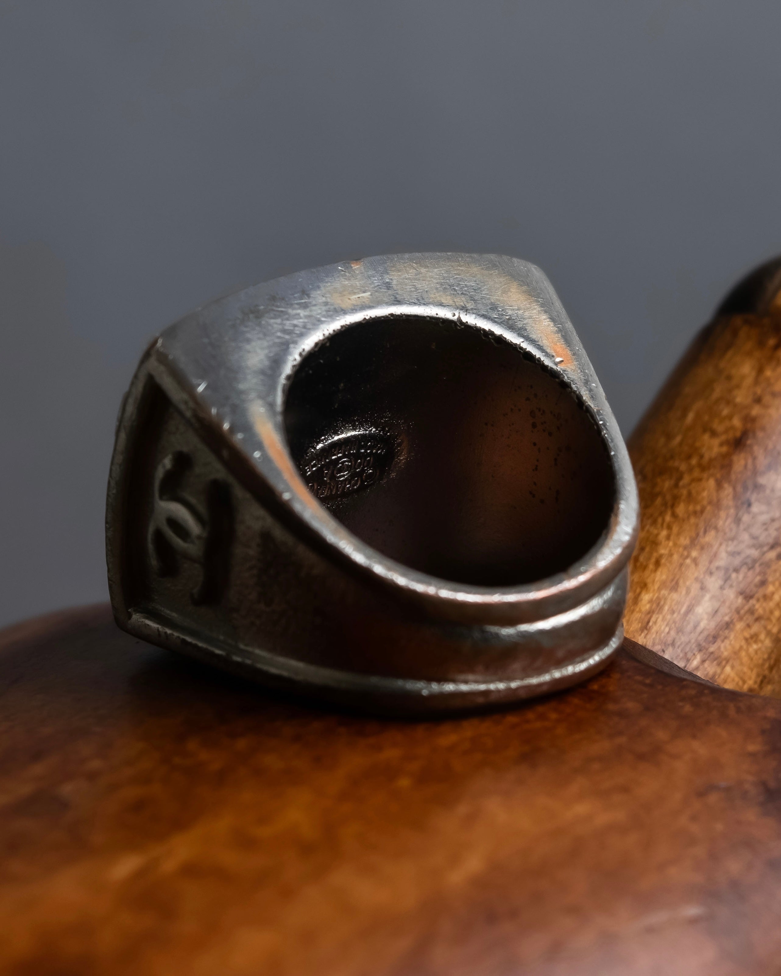 "CHANEL" 00s' rhinestone design ring