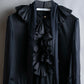 "GIVENCHY" Ribbon frill detail bow tie silk shirt ribbon frill detail