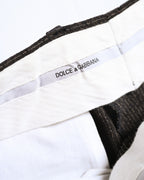 DOLCE & GABBANA/ 2015 Silver Pin Striped Single Breasted Set-up Brown