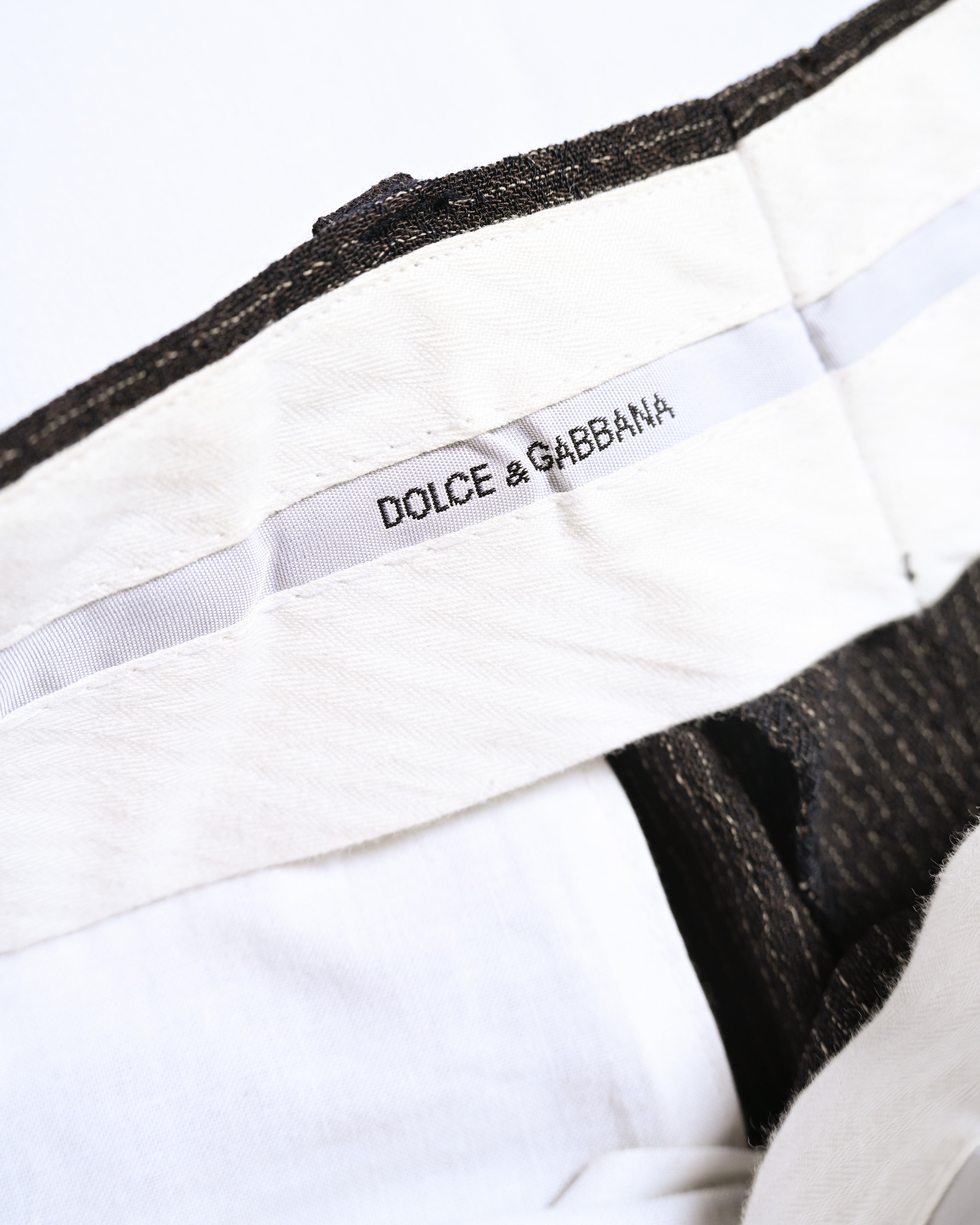 DOLCE & GABBANA/ 2015 Silver Pin Striped Single Breasted Set-up Brown