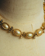 -SPECIAL- “Christian Dior” 70’s-80’s Faux pearl crystal statement necklace