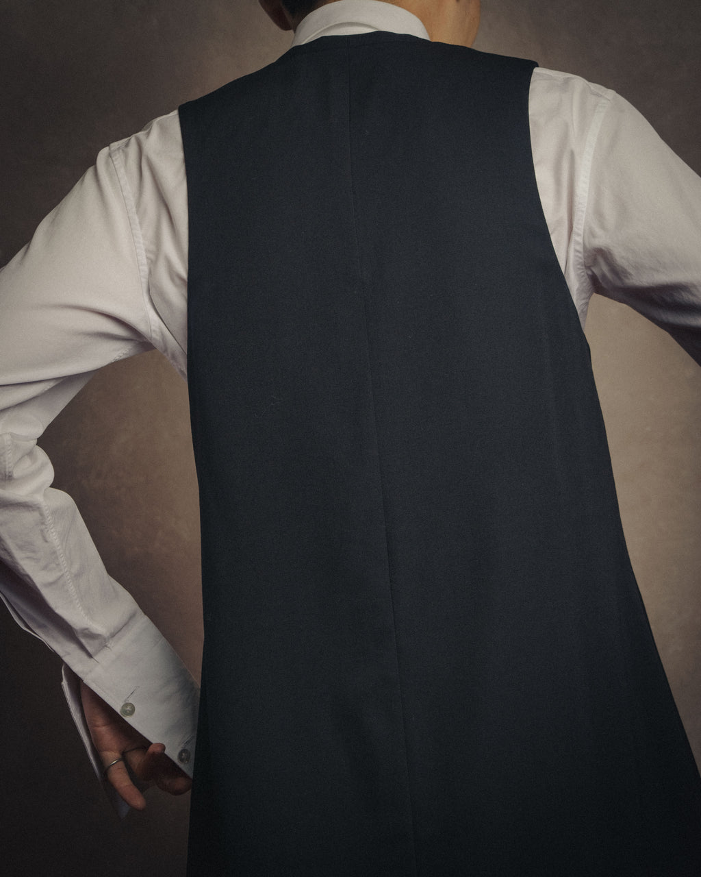 -SPECIAL- “Y’s” 90’s long tailored leather-trimmed vest