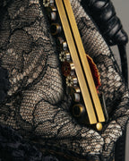 -SPECIAL- “VALENTINO GARAVANI” 2014-2016 lace embellished fringe frame bag