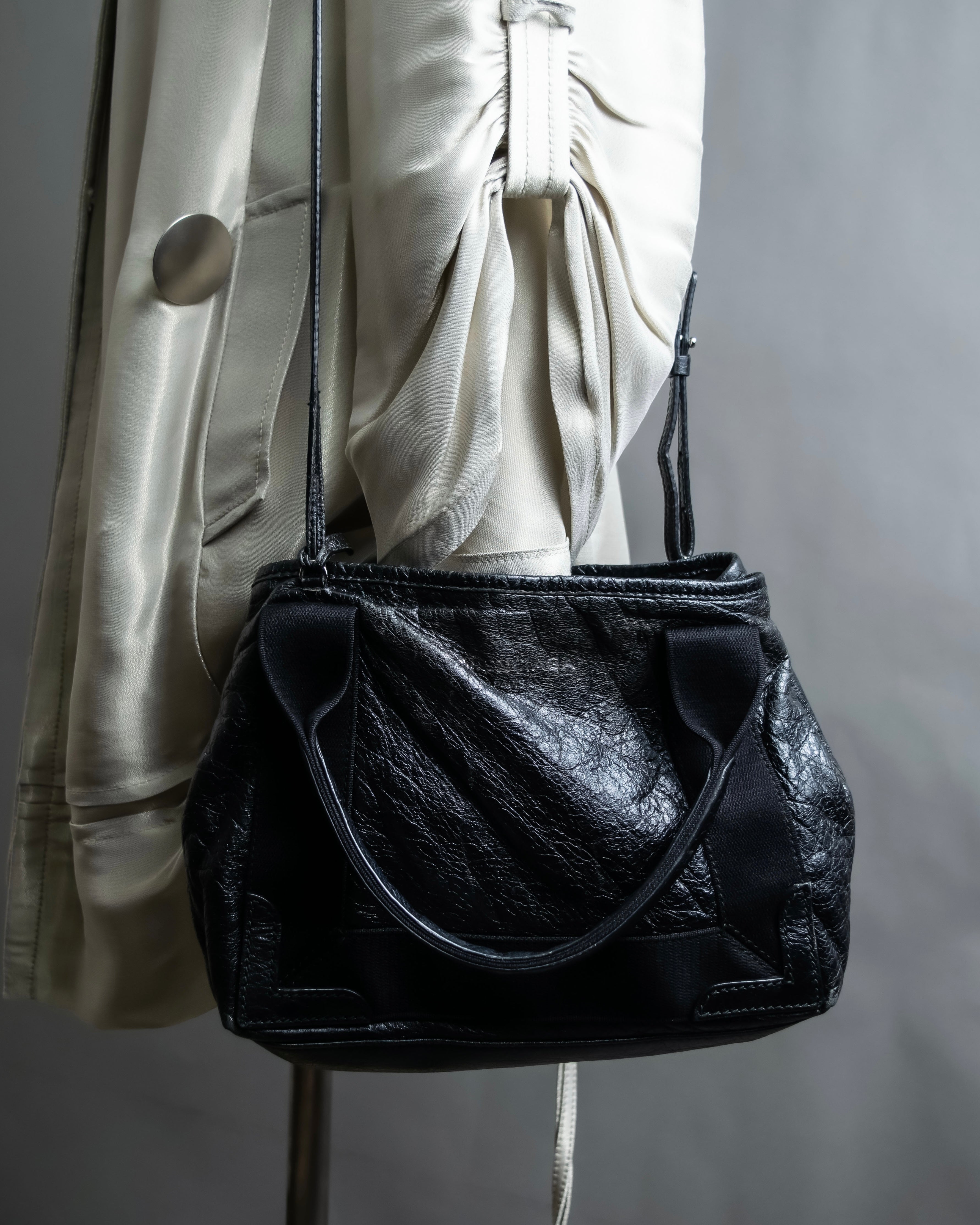 “Balenciaga”  navy cavas xs hand bag