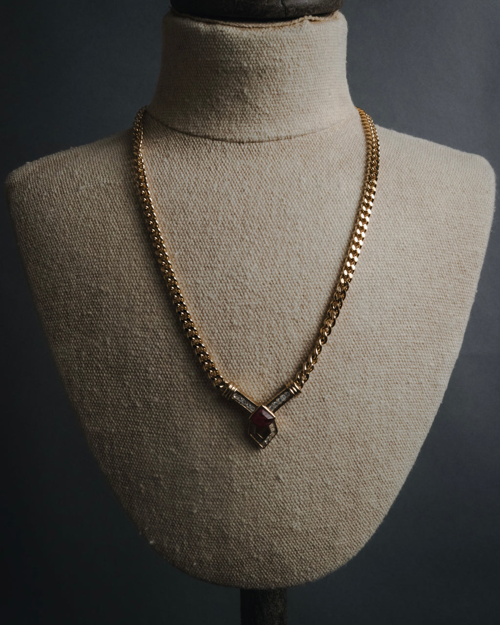 "Christian Dior" Geometric Y-link crystal pendant necklace