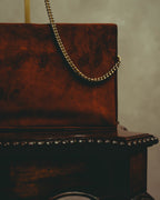 -SPECIAL- “LOEWE” 80’s-90’s embossed anagram suede shoulder bag