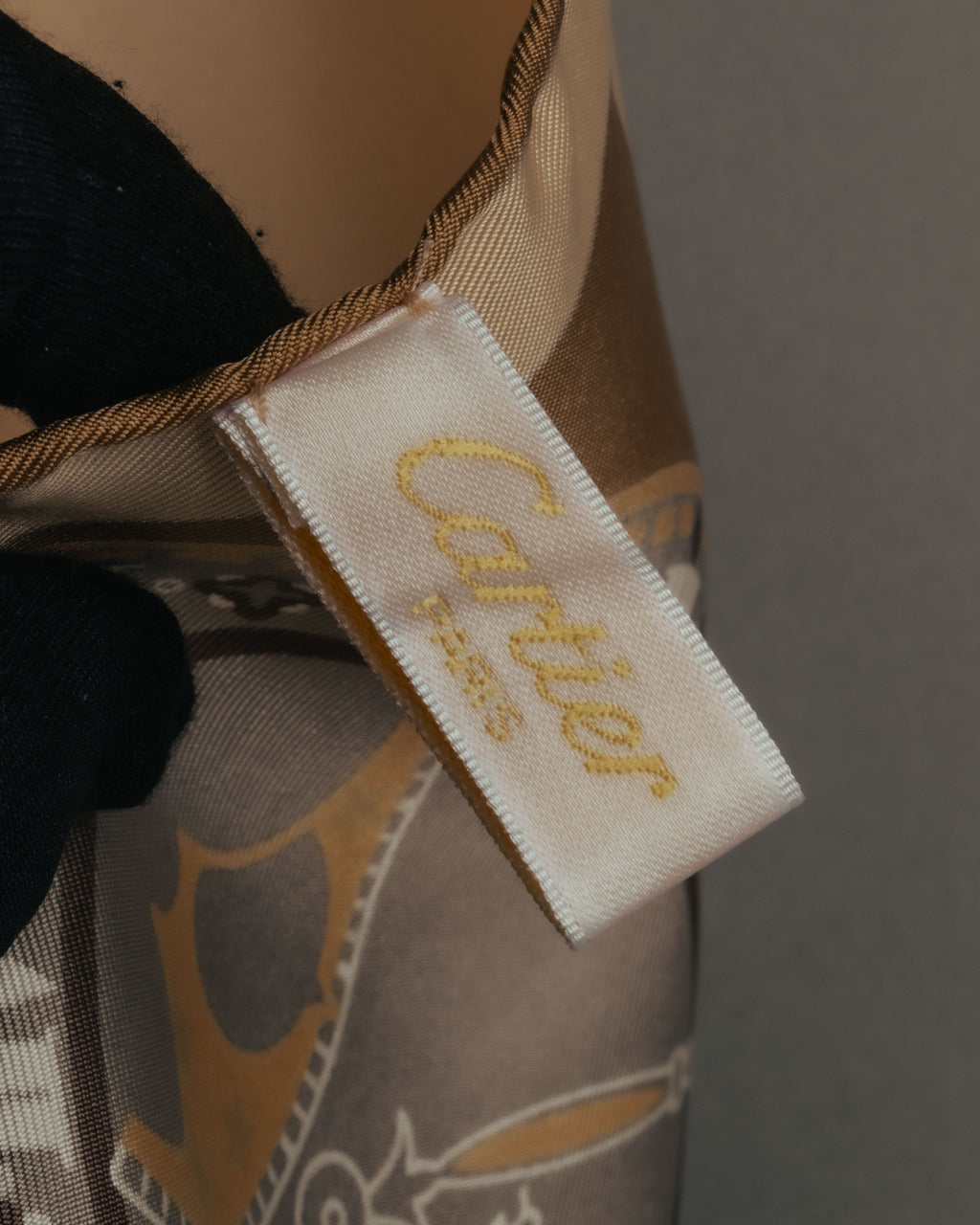 “Cartier“ 80’s-90’s Timepiece motif silk scarf