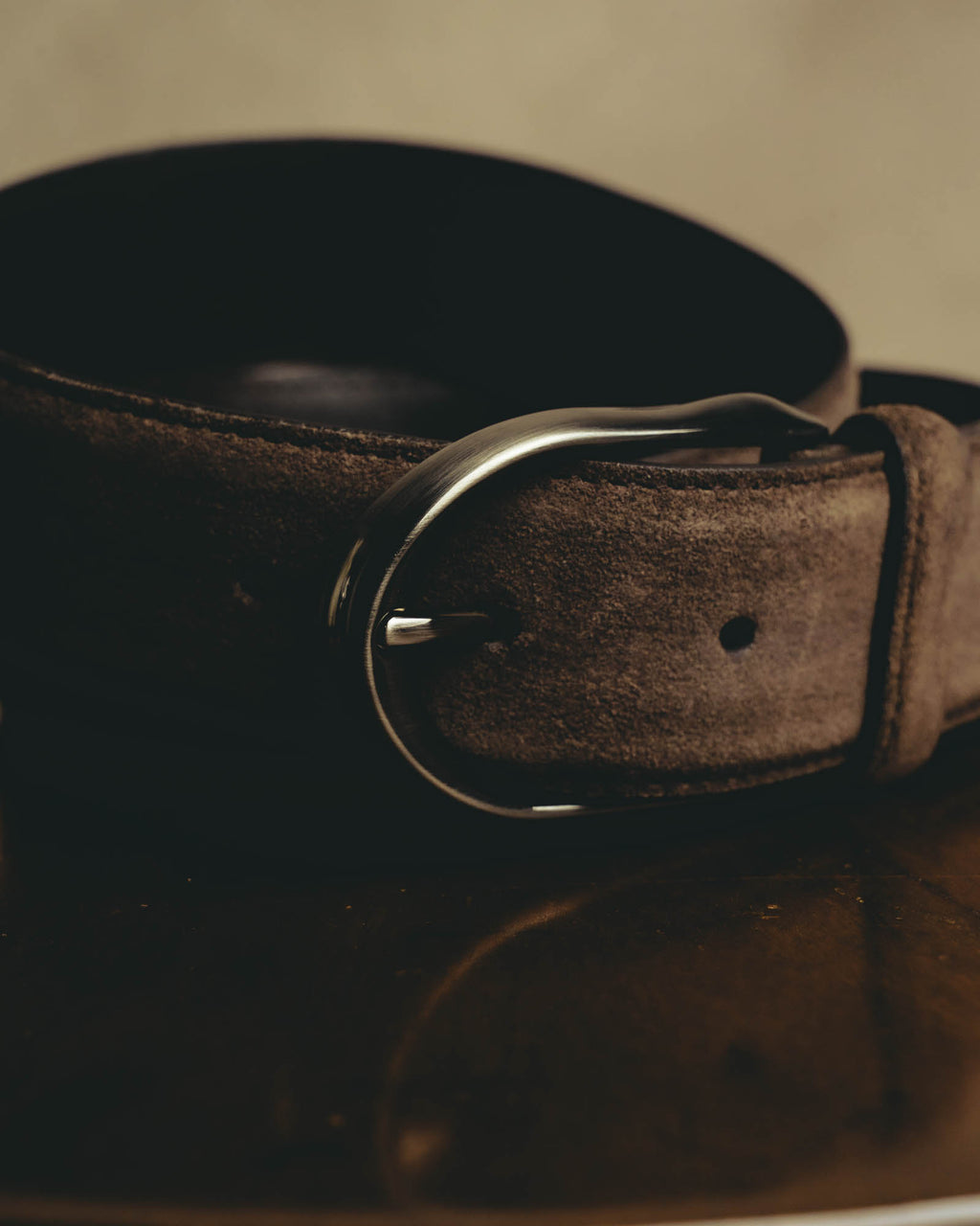 "Ermenegildo Zegna" 90's–00's brown suede leather belt