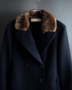 "VALENTINO" Fur collar double-breasted wool coat
