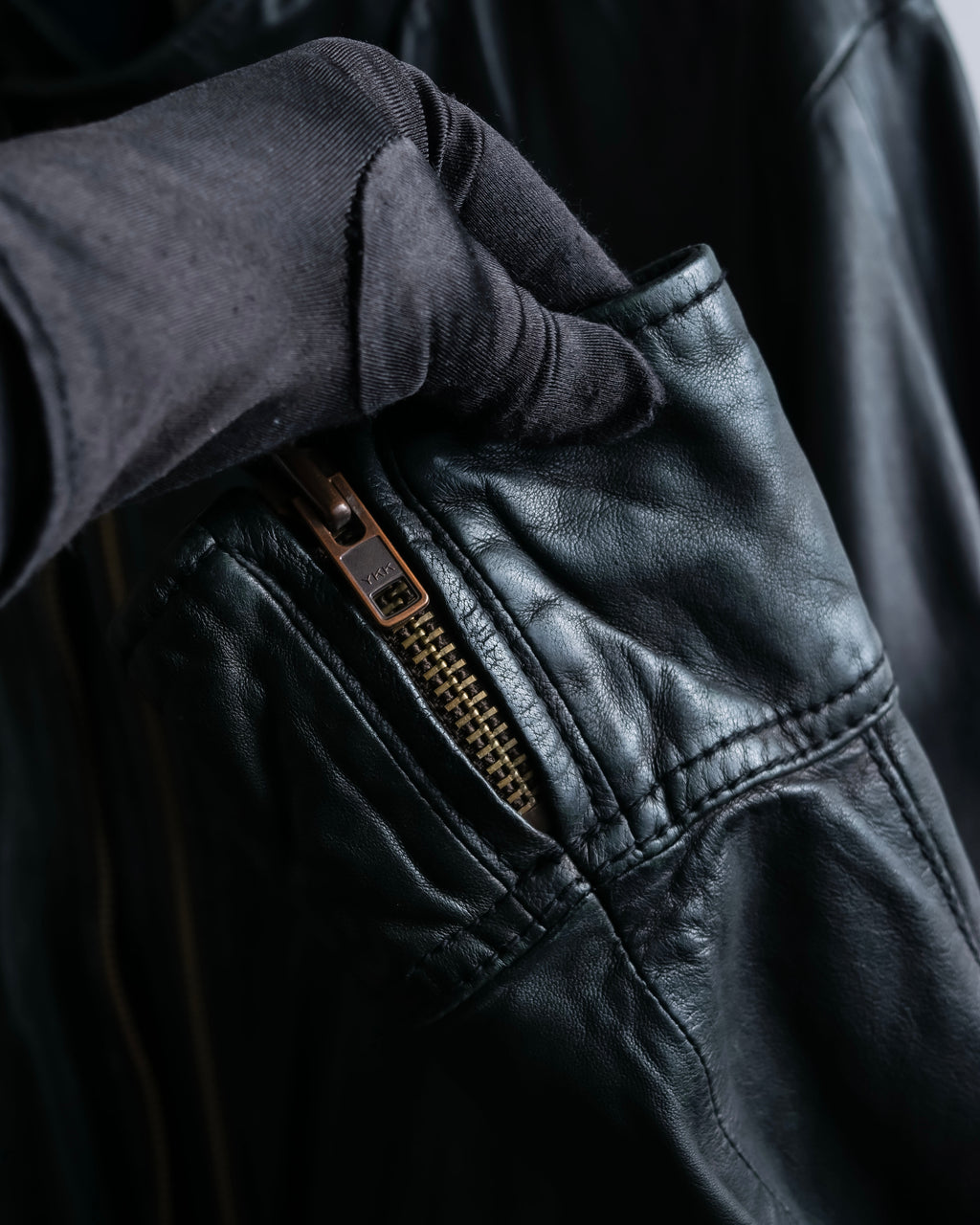 "DIESEL" Oversized stand collar lamb leather jacket