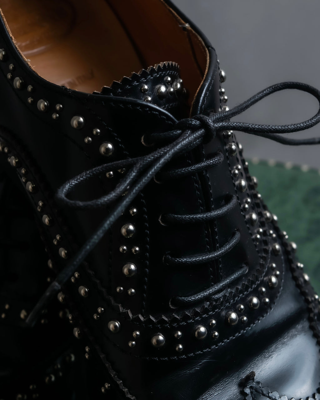 "Church's" Silver stud design wingtip derby shoes