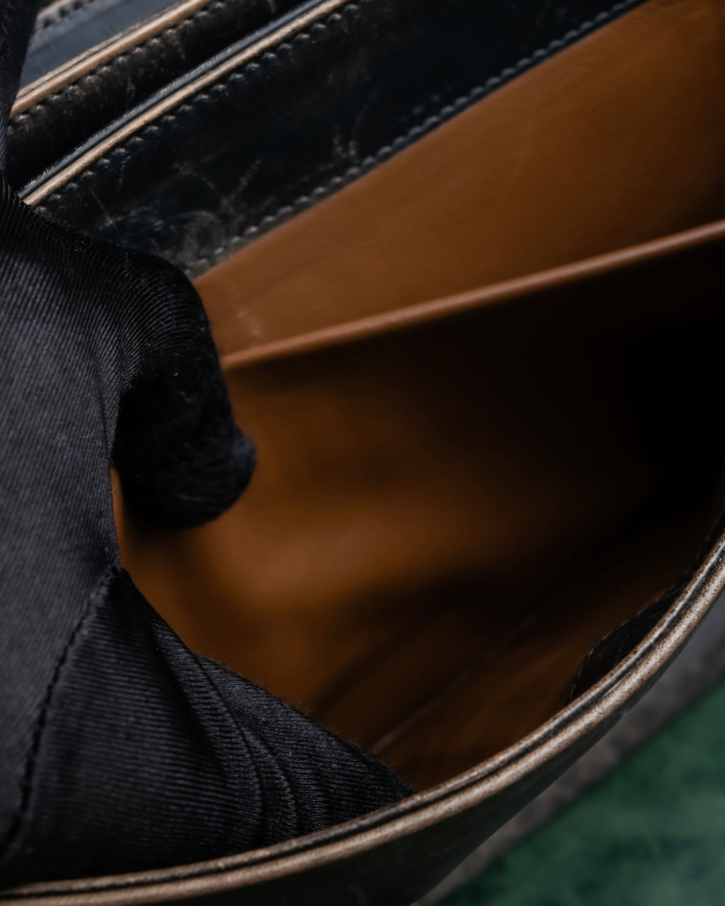 "PRADA" Aged metal parts design leather hand bag