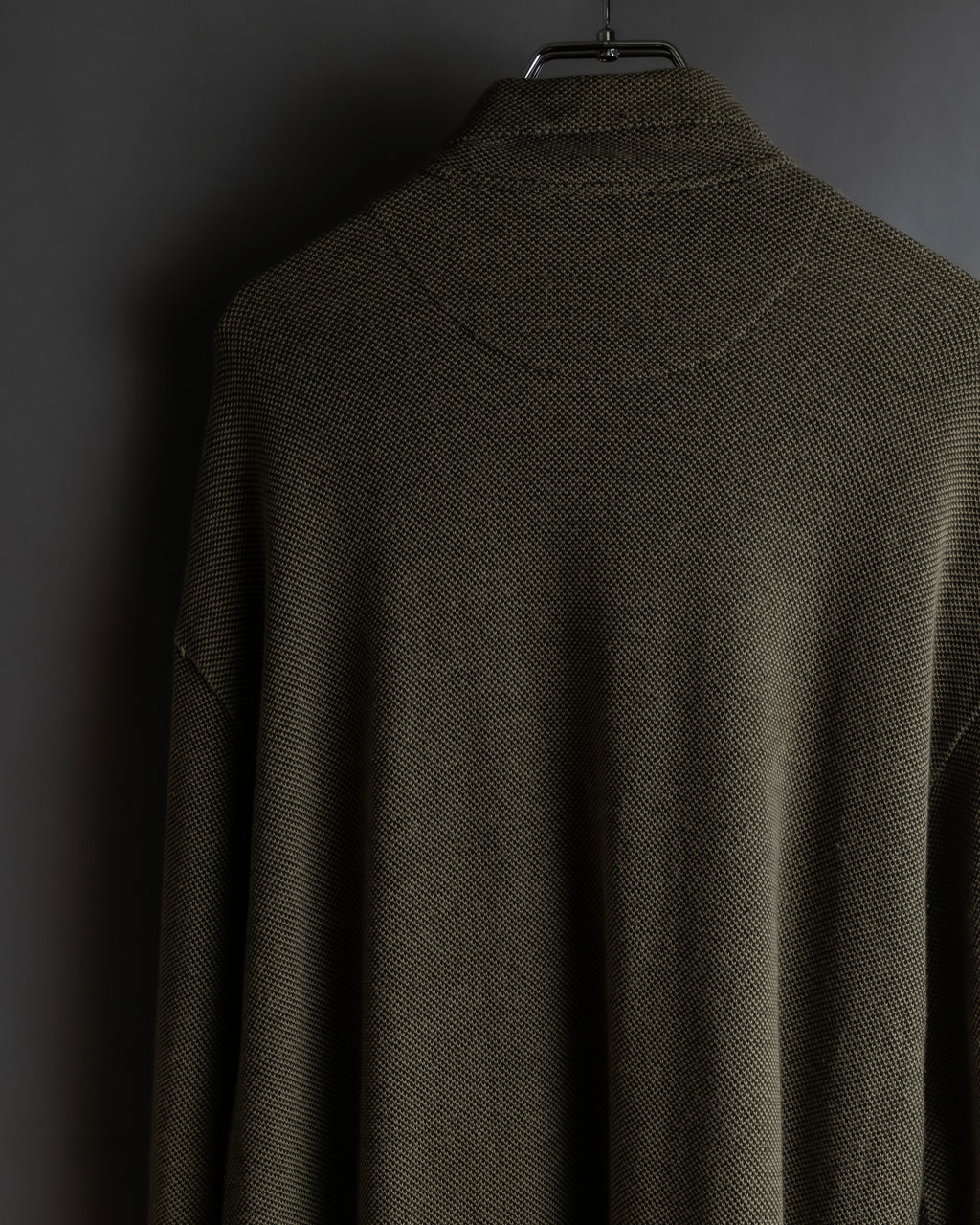 "Vintage herringbone long sleeve polo shirt"