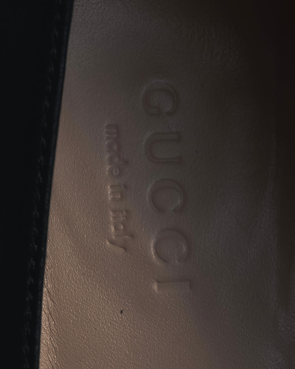 "GUCCI" Michele design horsebit leather heel loafers