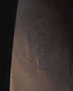 "GUCCI" Michele design horsebit leather heel loafers