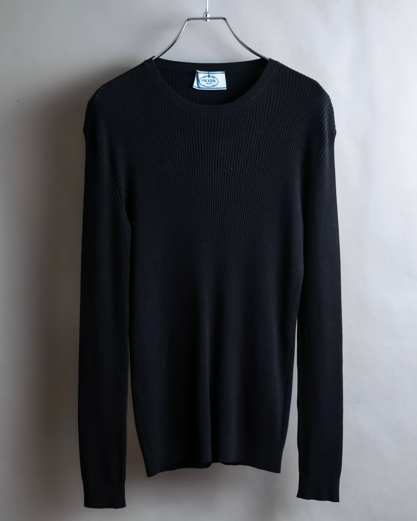 "PRADA" Ribbed black color pullover knit