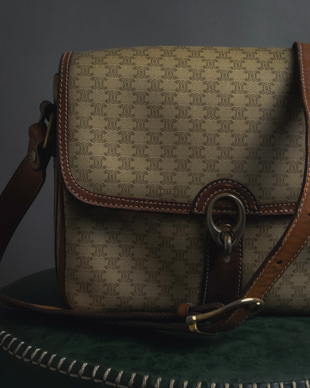 "CELINE" 80’s macadam canvas shoulder bag
