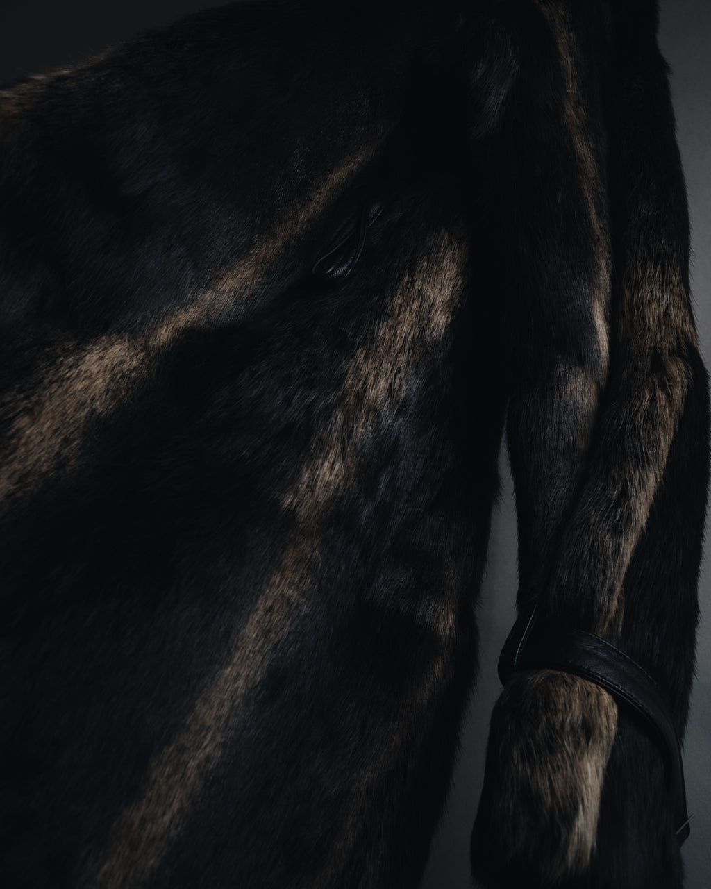 "BIEMME" 00’s striped rabbit fur belted coat