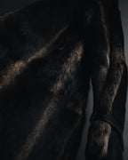 "BIEMME" 00’s striped rabbit fur belted coat