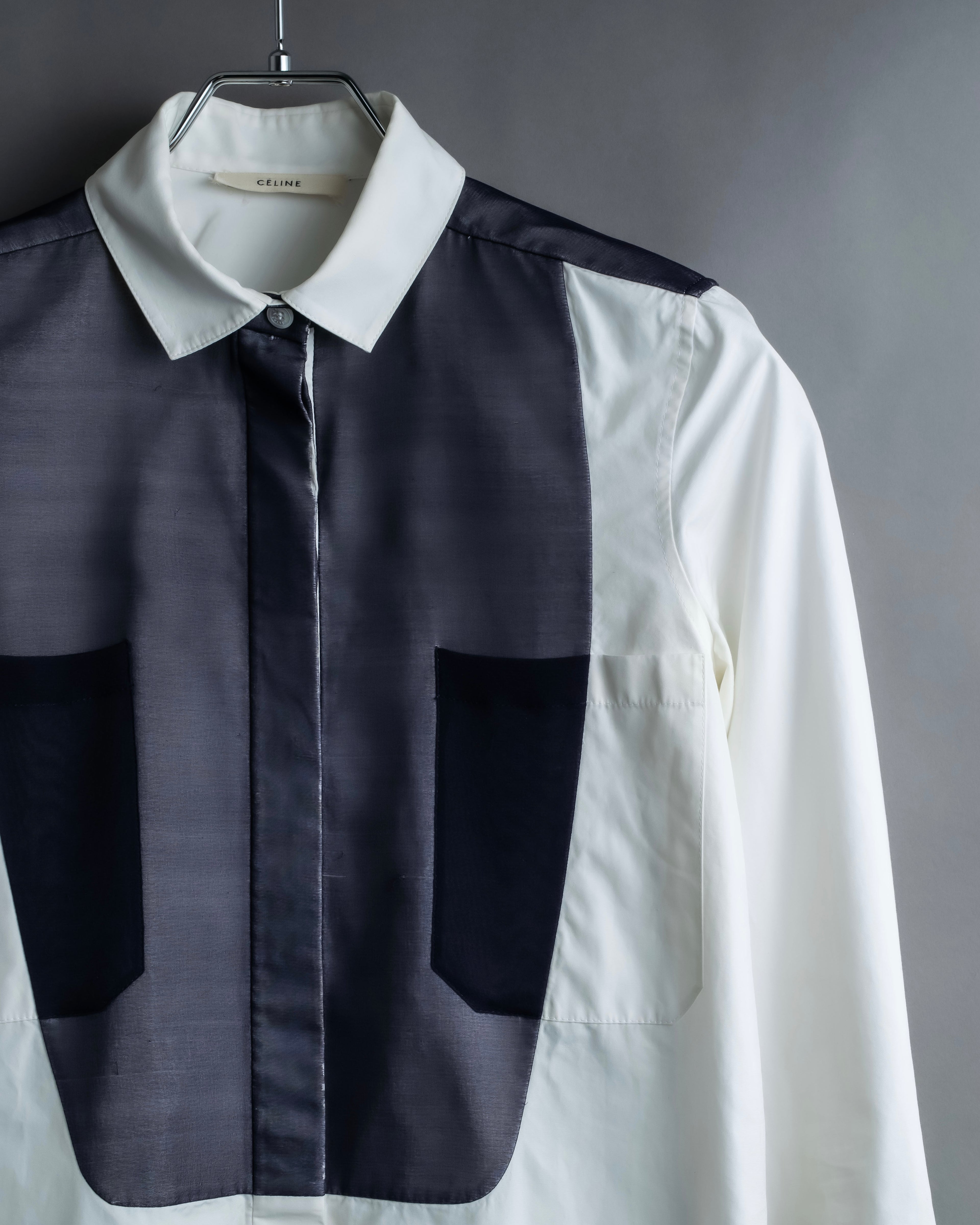 "CELINE" Combination color dress shirt