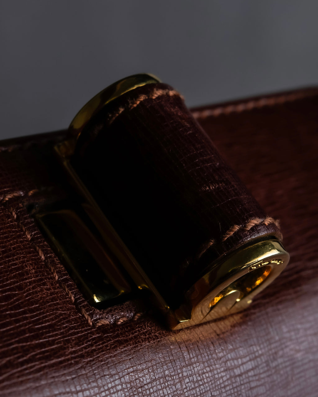 "Salvatore Ferragamo" Half-moon shaped Bordeaux color leather shoulder bag