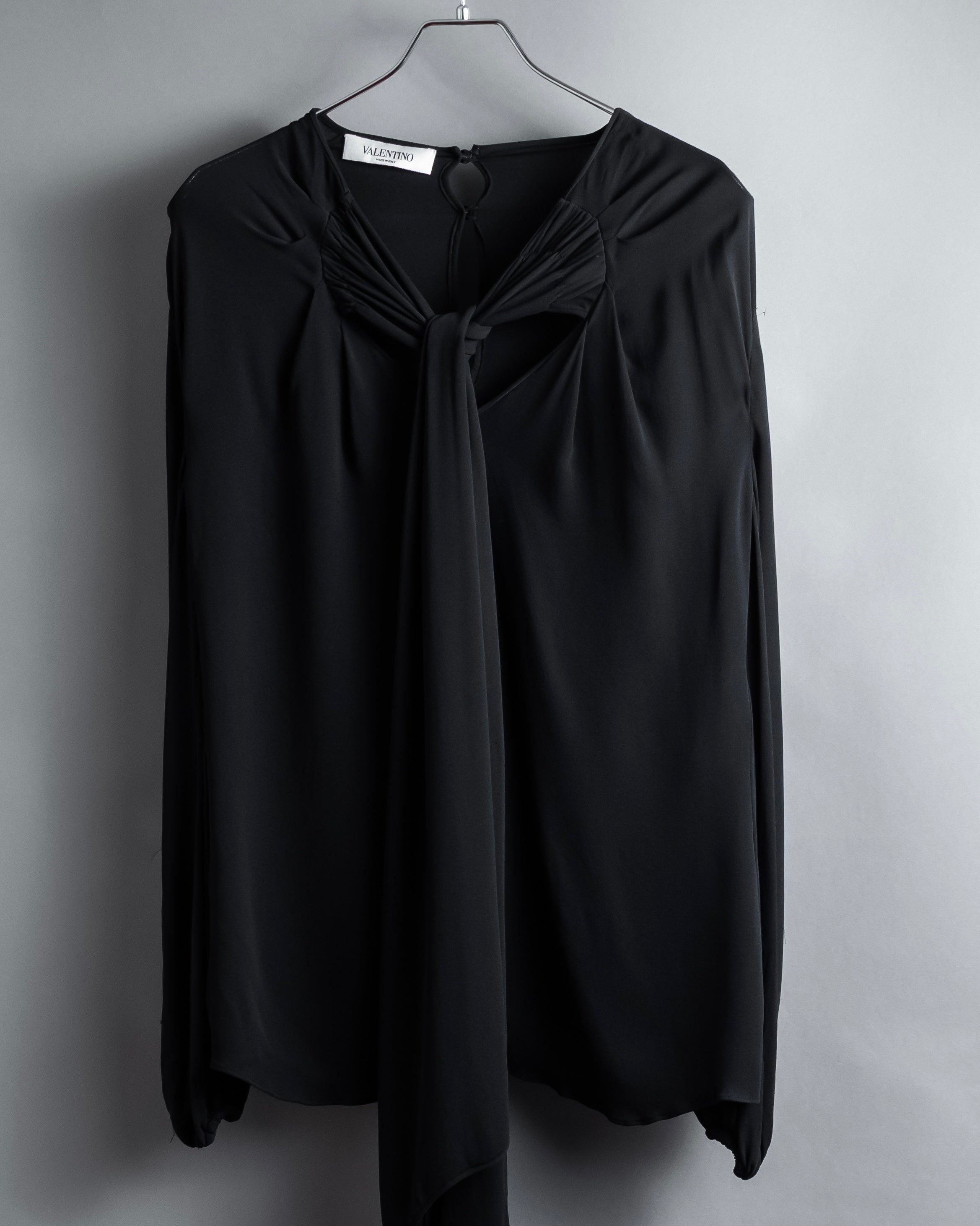 "VALENTINO" 2020-21 Gathered design bow tie skipper silk pullover