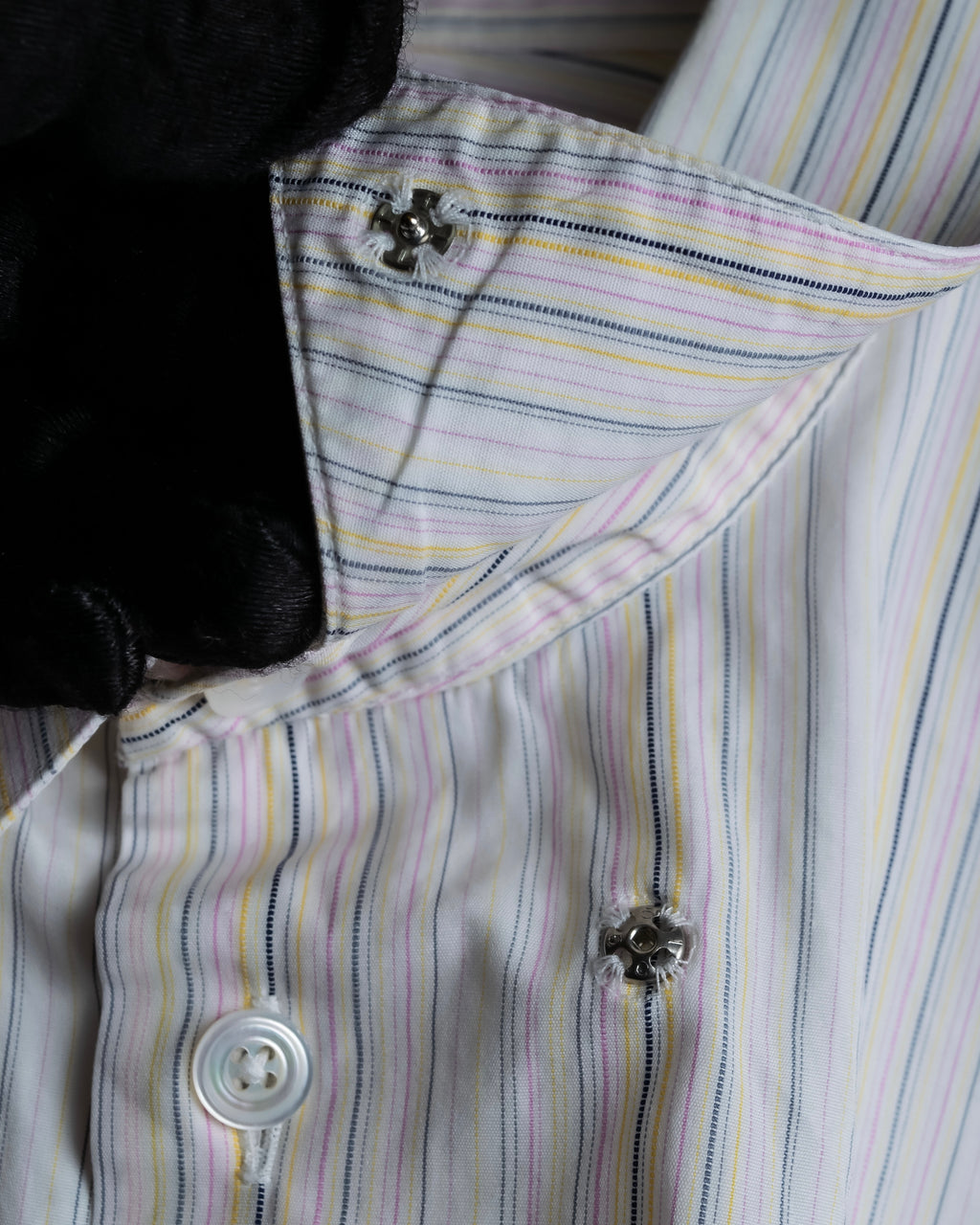 "HERMES" Multi-stripe pattern hand-sewn nuance cotton shirt