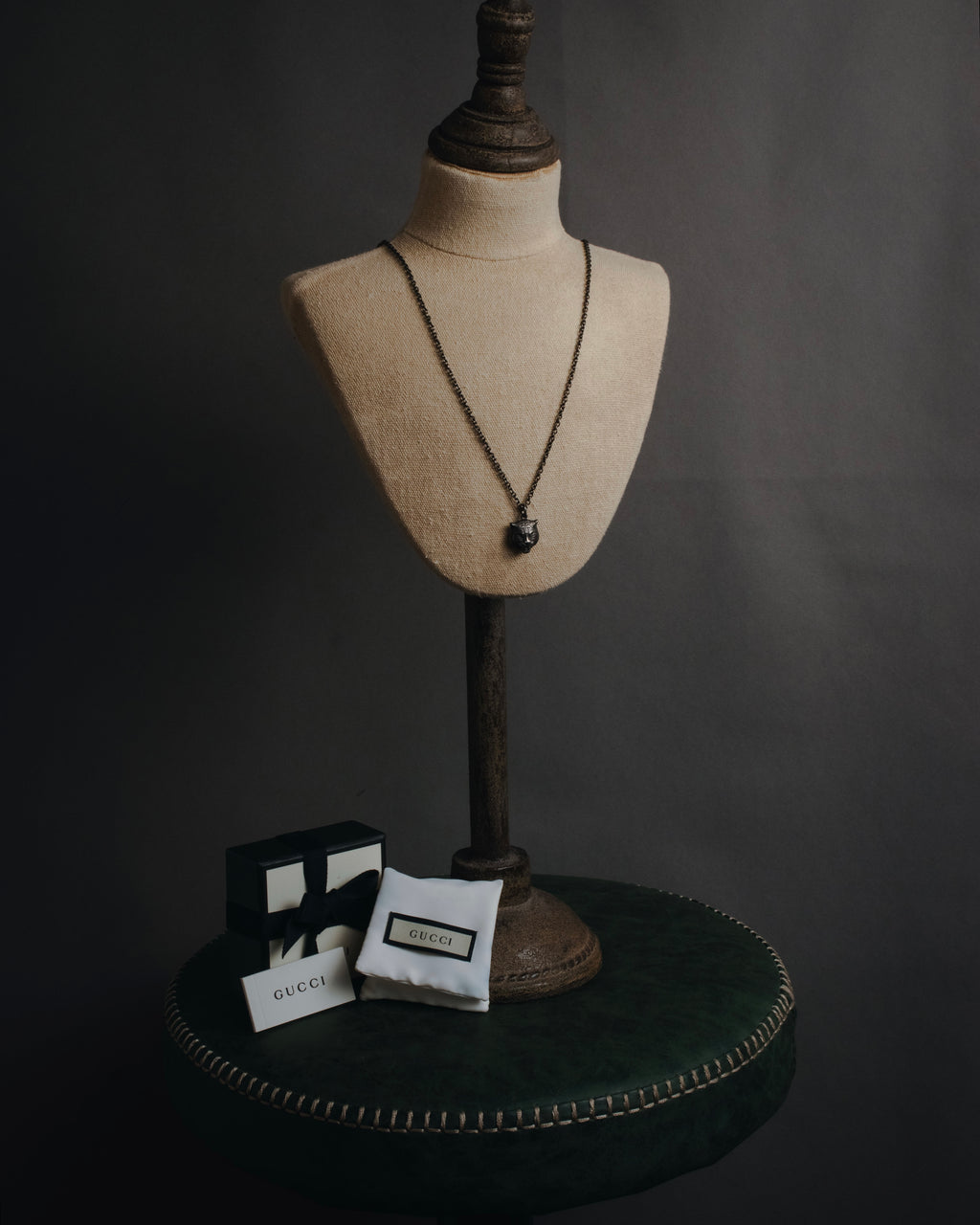 "GUCC" 2016-21 年龄纯银老虎头吊坠项链