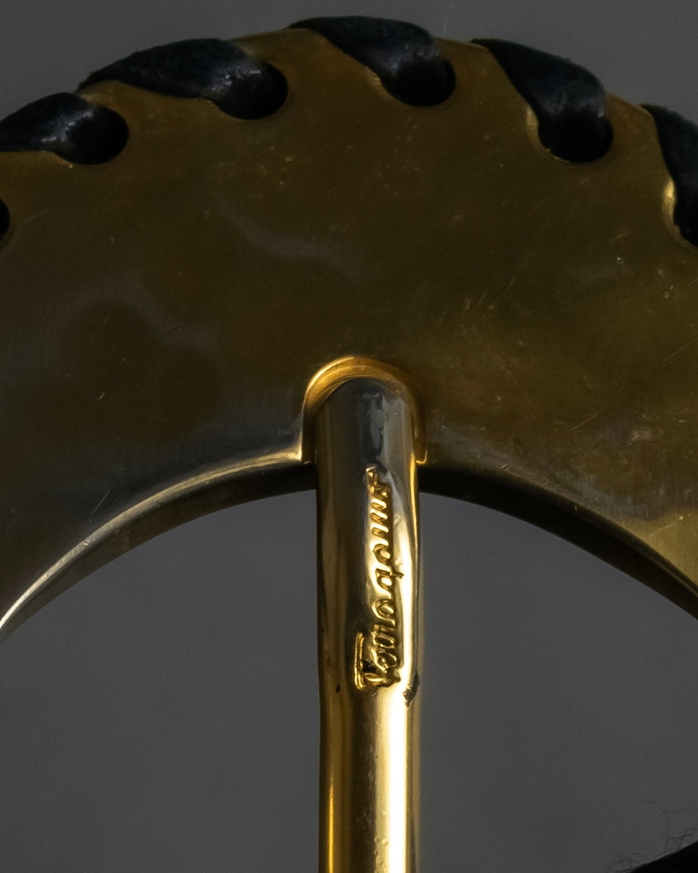 "Salvatore Ferragamo" Signature sculptural buckle suede leather belt