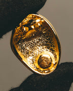 "Yves Saint Laurent" 80's-90's Sculptural gold tone clip-on earrings