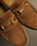 “GUCCI” 90’s-00’s Horsebit suede fringe loafers