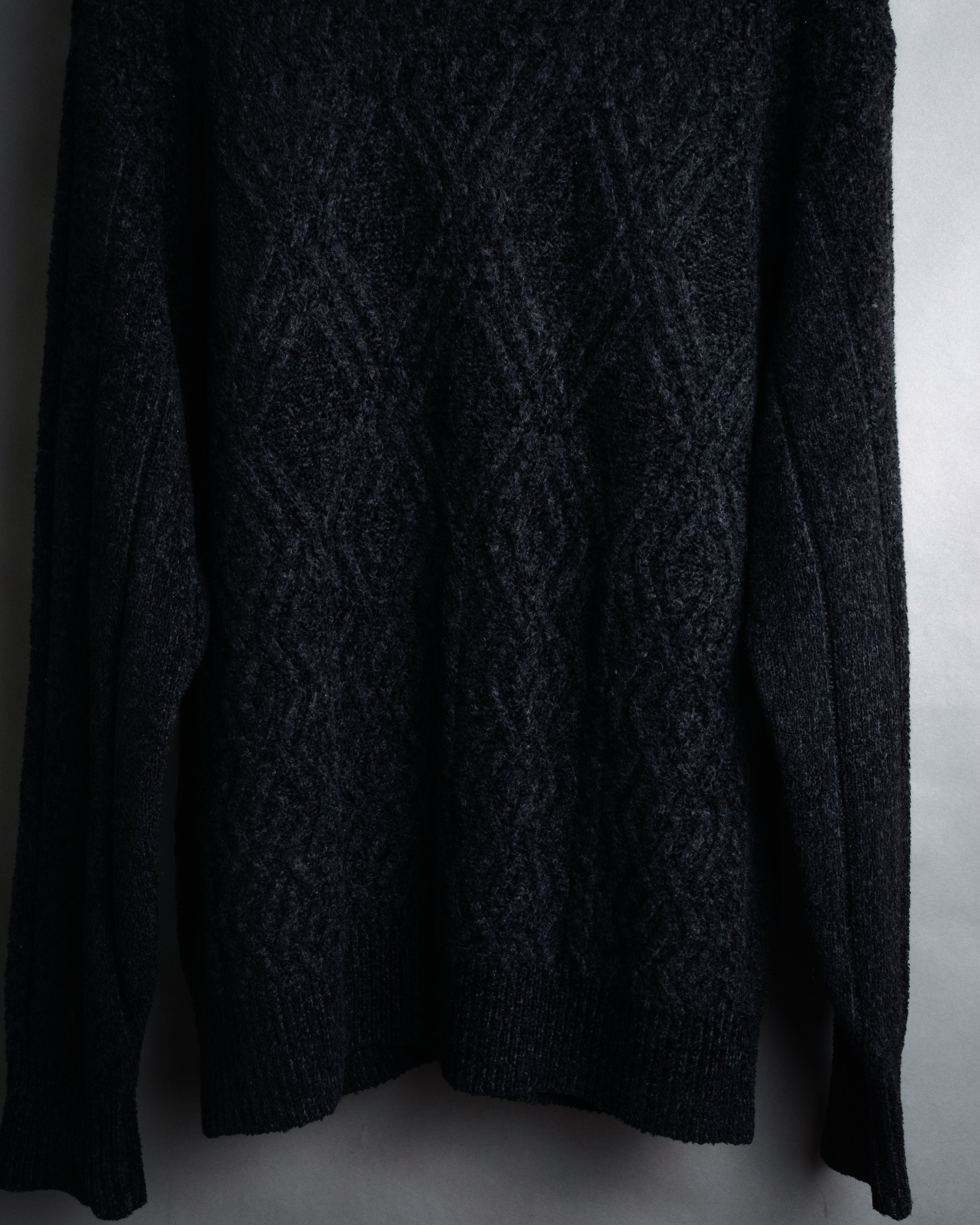 “Yves Saint Laurent” 90’s Textured diamond pattern cardigan