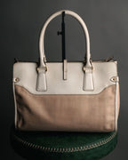 “Salvatore Ferragamo” 2010’s canvas and leather gancini tote bag