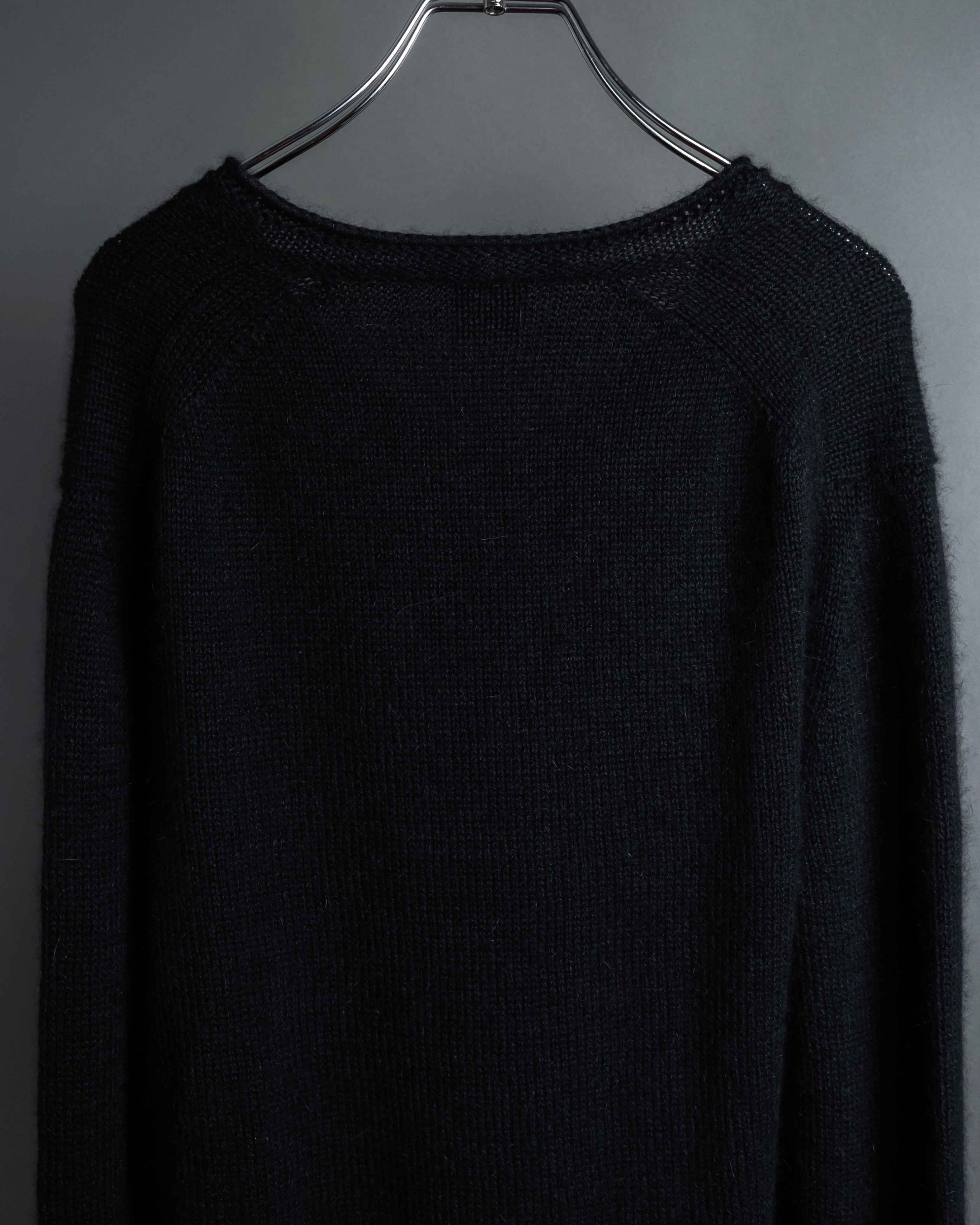 "GUCCI" Silky mix angora V-neck knit pullover