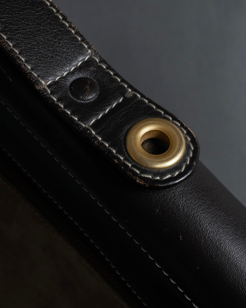 "LOEWE" 80's-90's Logo engraved suede leather combination business bag