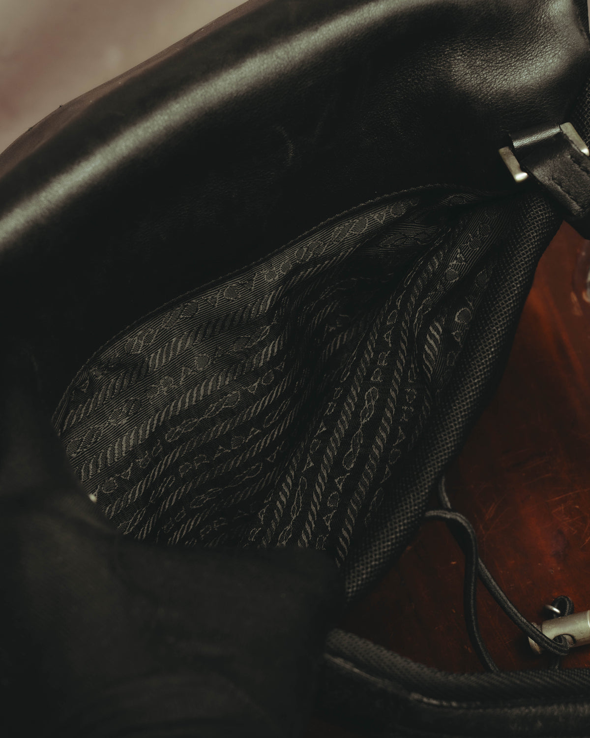 “PRADA” 90’s-00’s Nylon and leather flap messenger bag