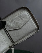 "MAISON MARGIELA" White grain leather round zipper wallet