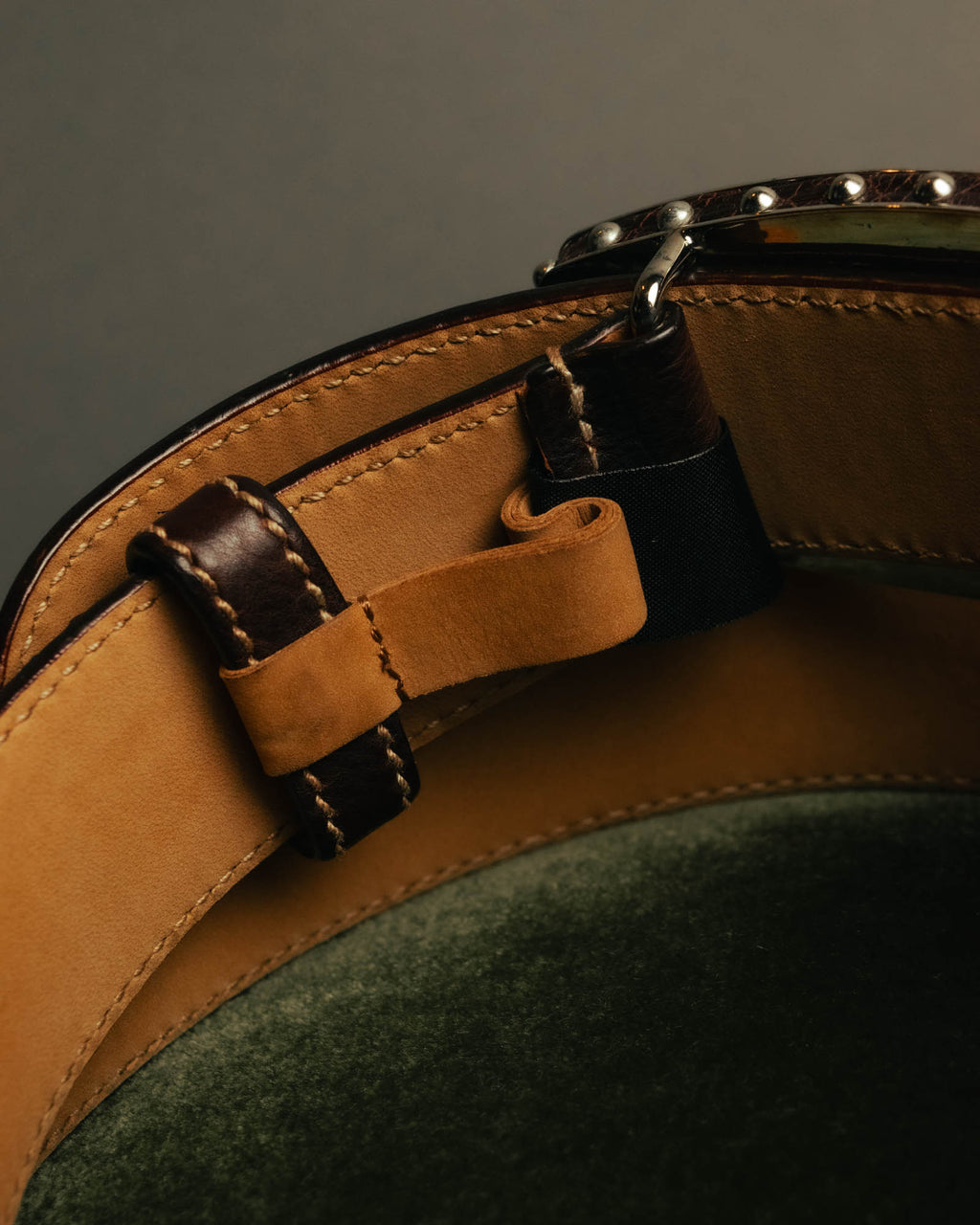 “PRADA” 90’s-00’s Studded logo leather belt